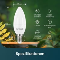 Linkind B35 LED izzó meleg fehér E14 foglalat 2