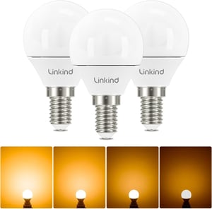Linkind E14 LED žarulja s mogućnošću prigušivanja 4.2W Topla Bijela 2700K - Zamjena za 40W G45 Oblik Kapljice, Štedna Žarulja 470lm za Luster - 3 komada u Pakiranju