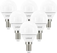 Linkind E14 LED Golf P45/G45 Izzó 4.9W, 500 Lumen, 5000K Nappali Fehér, 40W Helyettesítő, Energiatakarékos Csepp Forma, 6 Darabos Csomag 1