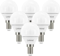 Linkind E14 LED Gömb Izzó, 5.2W (40W Ekvivalens), 3000K Meleg Fehér, 470lm, Energiatakarékos P45 Kisgömb, 15000 Órás Élettartam, 6 Darabos C 1