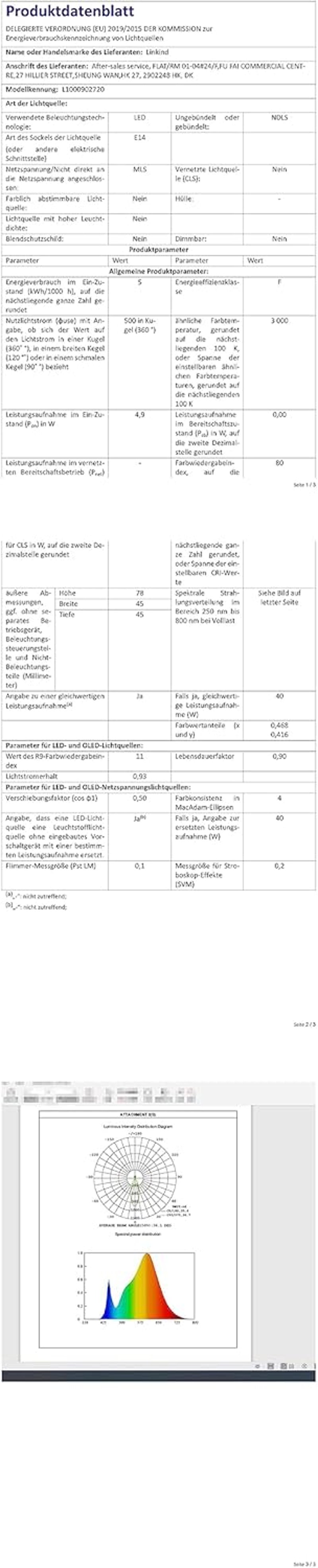 Linkind E14 LED Gömb Izzó, 5.2W (40W Ekvivalens), 3000K Meleg Fehér, 470lm, Energiatakarékos P45 Kisgömb, 15000 Órás Élettartam, 6 Darabos C