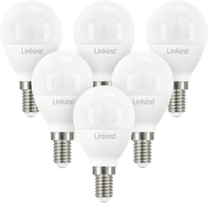 Linkind E14 LED Žarulja 7.2W, Zamjena za 60W, 2700K Toplo Bijela, P45/G45 Oblik Kapljice, 806 Lumena, Paket od 6 Komada