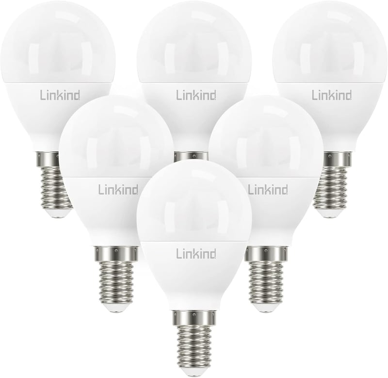 Linkind E14 LED Izzó 7.2W, 60W Helyettesítő, 2700K Meleg Fehér, P45/G45 Csepp Alakú, 806 Lumen, 6 Darabos Csomag