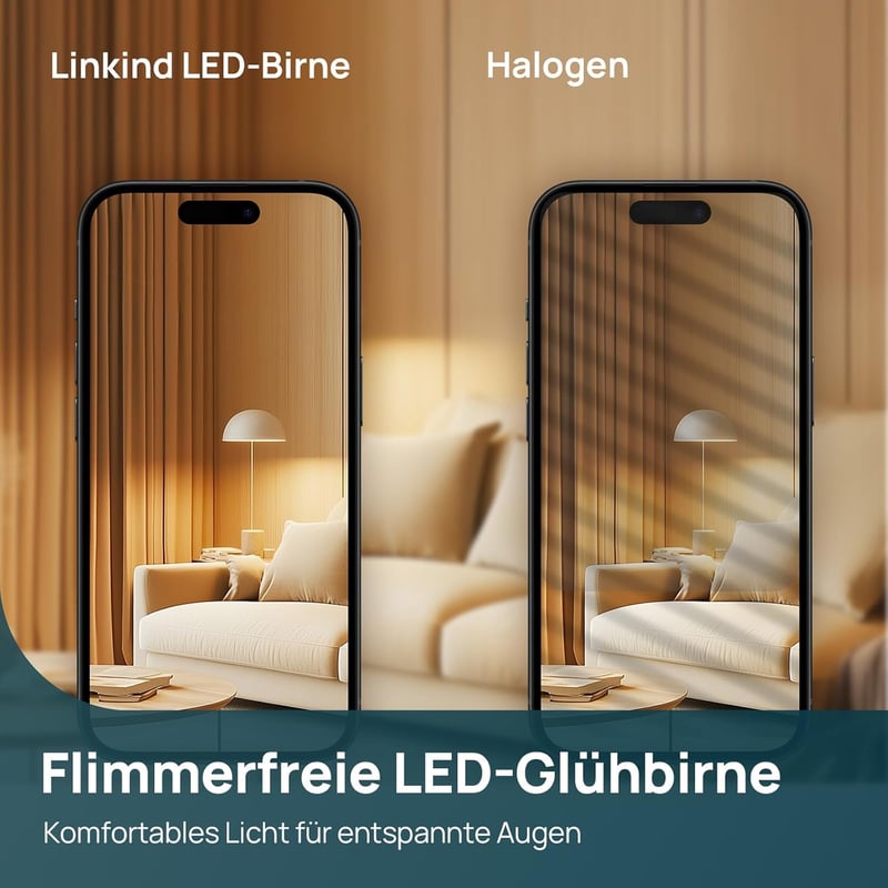 Linkind E14 LED Izzó 7.2W, 60W Helyettesítő, 2700K Meleg Fehér, P45/G45 Csepp Alakú, 806 Lumen, 6 Darabos Csomag