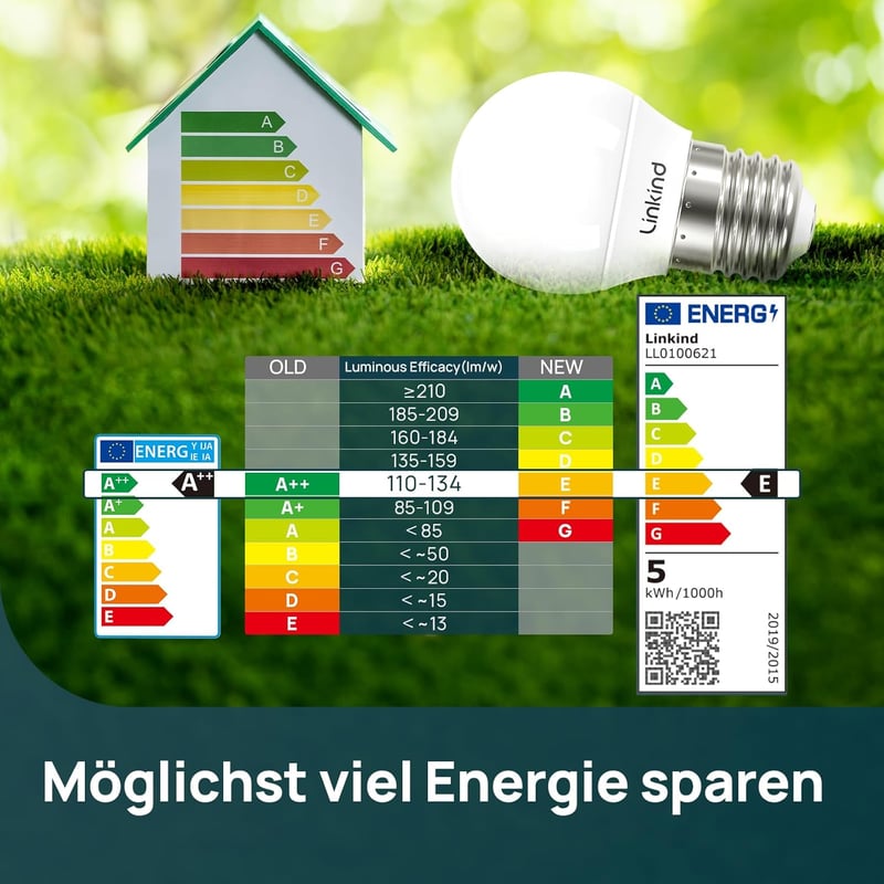 Linkind E27 Dimmelhető LED Gömb Izzó, 4.2W, 40W Helyett, 2700K Meleg Fehér, 470 Lumen, Energiatakarékos P45/G45 Lámpa, 6 db Csomag