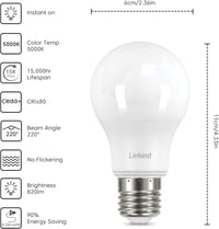 Linkind E27 LED Izzó 8W, 60W Helyettesítő, 5000K Hideg Fehér, 840lm, 220° Szórási Szög, Energiatakarékos, Villódzásmentes, 6 Darabos Csomag 2