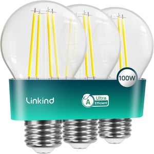 Linkind E27 vintage LED žarulja, 7.2W=100W, 2700K toplo bijela svjetlost, energetski razred A, 1521 lumen, kut svjetlosnog snopa 320°, retro Edison staklo, 3 komada