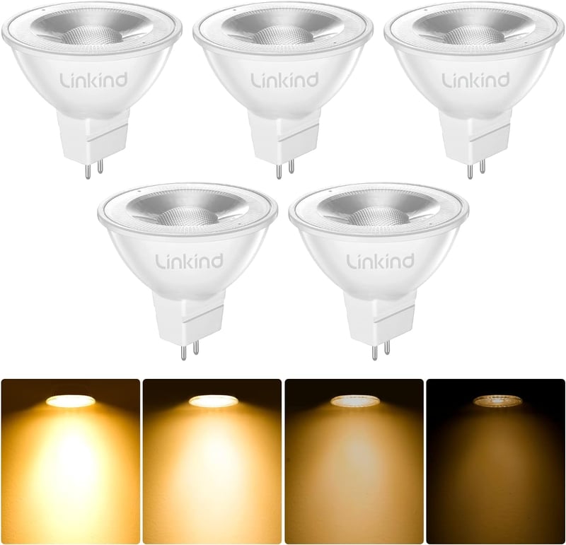 Linkind GU5.3 Dimmelhető LED Izzó 5.5W, 50W Ekvivalens, 2700K Meleg Fehér, 12V AC/DC MR16 Spotlámpa, 36° Szórási Szög, 465 Lumen, 5 db