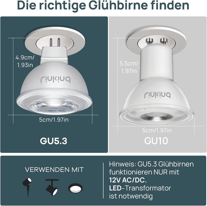 Linkind GU5.3 Dimmelhető LED Izzó 5.5W, 50W Ekvivalens, 2700K Meleg Fehér, 12V AC/DC MR16 Spotlámpa, 36° Szórási Szög, 465 Lumen, 5 db