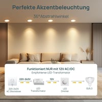 Linkind GU5.3 Dimmelhető LED Izzó 5.5W, 50W Ekvivalens, 2700K Meleg Fehér, 12V AC/DC MR16 Spotlámpa, 36° Szórási Szög, 465 Lumen, 5 db 5