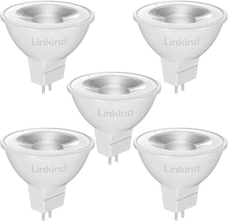 Linkind GU5.3 MR16 LED 5W izzó, 12V, 2700K meleg fehér, 36° szórási szög, 520 lumen, 50W helyettesítő, 5 darabos csomag