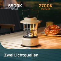 Stmievateľná LED kempingová lampa Linkind, 2 farby svetla, retro dizajn na batérie, výdrž 200 hodín, vodoodolnosť IPX4, prenosná, vhodná na kempovanie a turistiku 4