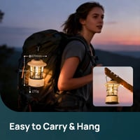 Stmievateľná LED kempingová lampa Linkind, 2 farby svetla, retro dizajn na batérie, výdrž 200 hodín, vodoodolnosť IPX4, prenosná, vhodná na kempovanie a turistiku 7