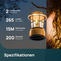 Stmievateľná LED kempingová lampa Linkind, 2 farby svetla, retro dizajn na batérie, výdrž 200 hodín, vodoodolnosť IPX4, prenosná, vhodná na kempovanie a turistiku 2