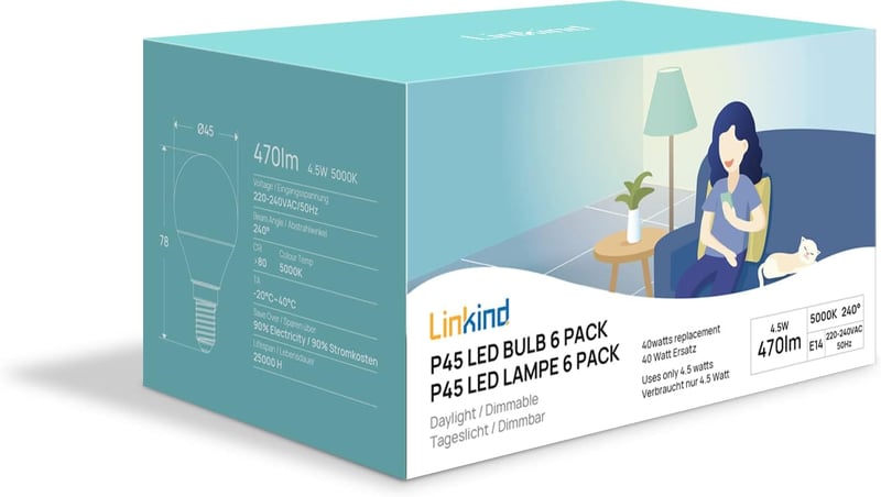 Linkind P45 LED Lámpa - Kompakt Beltéri Világítás, Energiatakarékos Izzó, 140g Könnyű Kivitel, Hosszú Élettartamú Fényforrás