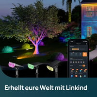 Solárne záhradné reflektory Linkind SL5C Smart RGB, 4 ks – Ovládanie cez aplikáciu, 16 miliónov farieb, vodoodolnosť IP65, vonkajšie osvetlenie chodníkov a príjazdových ciest 8