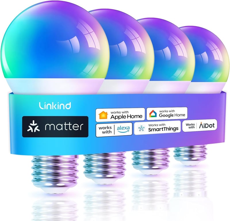 Linkind Smart RGBTW LED izzó E27 WiFi Alexa 4db szett, 1800-6500K színváltó okos lámpa