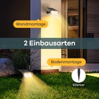 Linkind StarRay Napelemes Kerti Spotlámpa 4 db, 16 LED 3000K Meleg Fehér, IP67 Vízálló Kültéri Fali Lámpa, 3 Üzemmód, Napfelkeltétől Napnyugtáig 9