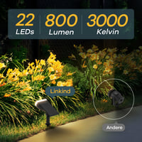 Linkind StarRay Napelemes Kerti Spotlámpa 4 db, 16 LED 3000K Meleg Fehér, IP67 Vízálló Kültéri Fali Lámpa, 3 Üzemmód, Napfelkeltétől Napnyugtáig 2