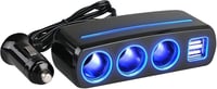 Linkstyle 120W autós szigarettagyújtó adapter 3 aljzat 2 USB port LED lámpával 1