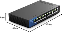 Linksys LGS108-EU 8 portos Gigabit hálózati switch fém házban 10