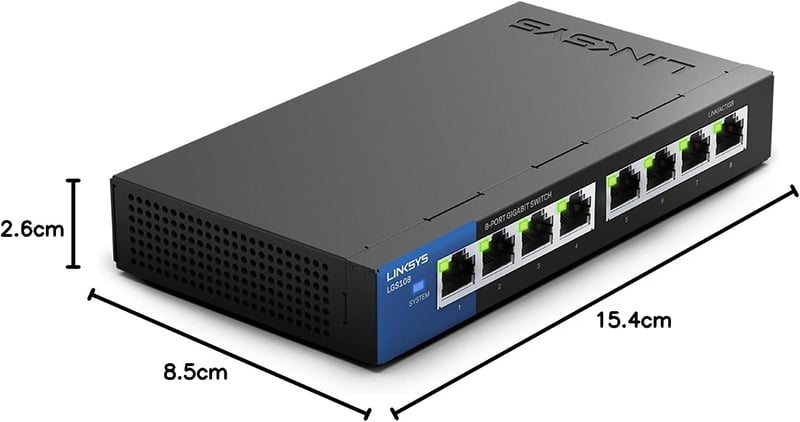 Linksys LGS108-EU 8 portos Gigabit hálózati switch fém házban