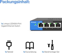 Linksys LGS108-EU 8 portos Gigabit hálózati switch fém házban 8