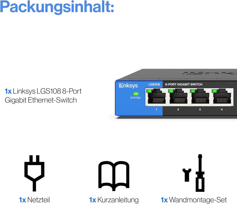 Linksys LGS108-EU 8 portos Gigabit hálózati switch fém házban