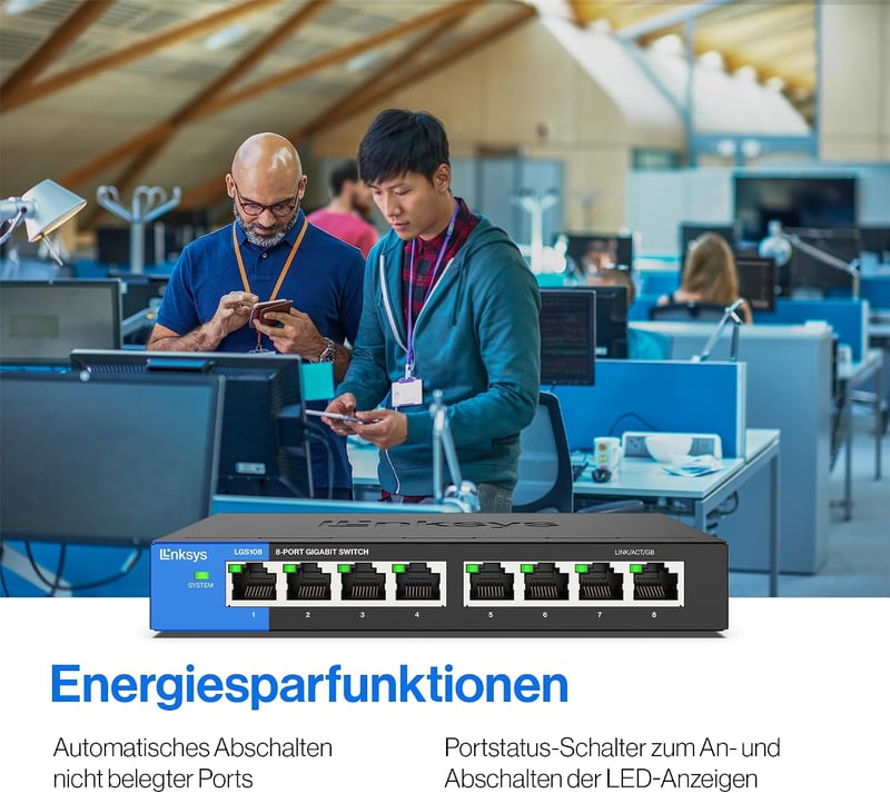 Linksys LGS108-EU 8 portos Gigabit hálózati switch fém házban
