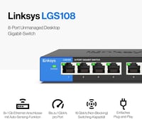 Linksys LGS108-EU 8 portos Gigabit hálózati switch fém házban 2
