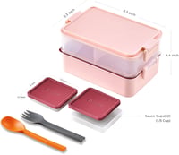 linoroso 3 Rekeszes Ebéddoboz Felnőtteknek, Bento Box Szószos Tartóval, Mikrózható és Mosogatógépben Mosható 7