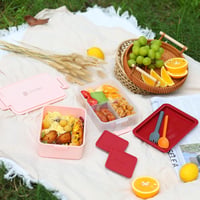 linoroso 3 Rekeszes Ebéddoboz Felnőtteknek, Bento Box Szószos Tartóval, Mikrózható és Mosogatógépben Mosható 3