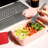 linoroso 3 Rekeszes Ebéddoboz Felnőtteknek, Bento Box Szószos Tartóval, Mikrózható és Mosogatógépben Mosható 4