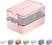 linoroso 3 Rekeszes Ebéddoboz Felnőtteknek, Bento Box Szószos Tartóval, Mikrózható és Mosogatógépben Mosható 1
