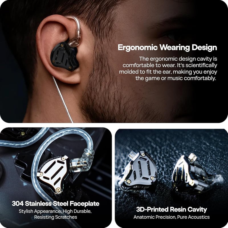 LINSOUL KZ ZS10 PRO 2 Hibrid Fülhallgató 1DD+4BA Hangszóróval, Hangolható Gamer IEM