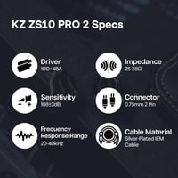 LINSOUL KZ ZS10 PRO 2 Hibrid Fülhallgató 1DD+4BA Hangszóróval, Hangolható Gamer IEM 9