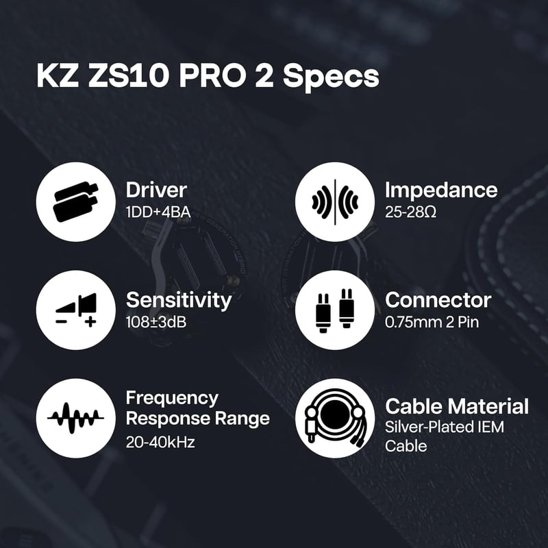 LINSOUL KZ ZS10 PRO 2 Hibrid Fülhallgató 1DD+4BA Hangszóróval, Hangolható Gamer IEM