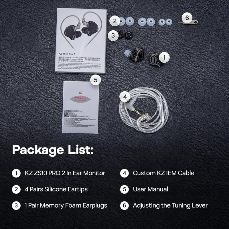 LINSOUL KZ ZS10 PRO 2 Hibrid Fülhallgató 1DD+4BA Hangszóróval, Hangolható Gamer IEM