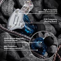 Linsoul KZ ZS10 Pro 5 meghajtós hibrid IEM fülhallgató, mikrofon nélkül - kék 6