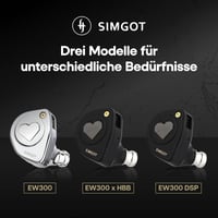 Slúchadlá LINSOUL SIMGOT EW300 HBB Edition s hybridným meničom 1DD+1Planar+1PZT, vymeniteľné dýzy, postriebrený OFC kábel, káblové IEM 3