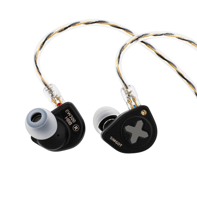 Slúchadlá LINSOUL SIMGOT EW300 HBB Edition s hybridným meničom 1DD+1Planar+1PZT, vymeniteľné dýzy, postriebrený OFC kábel, káblové IEM