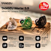 LINSOUL TANGZU Wan'er S.G HiFi slúchadlá, 10mm dynamický menič, PET membrána, zelené, s mikrofónom, odpojiteľný 2-pinový OFC kábel, pre audiofilov, DJ 2
