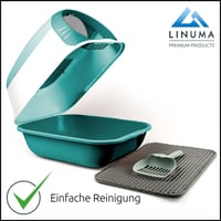 Toaletă închisă pentru pisici LINUMA verde, cu capac detașabil, covoraș pentru litieră, lopățică și filtru cu cărbune activ, toaletă igienică pentru pisici cu sistem de eliminare a mirosurilor 6