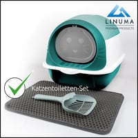 Toaletă închisă pentru pisici LINUMA verde, cu capac detașabil, covoraș pentru litieră, lopățică și filtru cu cărbune activ, toaletă igienică pentru pisici cu sistem de eliminare a mirosurilor 7