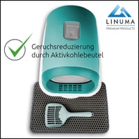 Toaletă închisă pentru pisici LINUMA verde, cu capac detașabil, covoraș pentru litieră, lopățică și filtru cu cărbune activ, toaletă igienică pentru pisici cu sistem de eliminare a mirosurilor 8