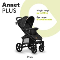 Lionelo Annet Plus összecsukható babakocsi születéstől 22 kg-ig - fekete carbon, könnyű és kompakt utazókocsi 2