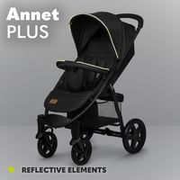 Lionelo Annet Plus összecsukható babakocsi születéstől 22 kg-ig - fekete carbon, könnyű és kompakt utazókocsi 7
