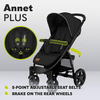 Lionelo Annet Plus összecsukható babakocsi születéstől 22 kg-ig - fekete carbon, könnyű és kompakt utazókocsi 4