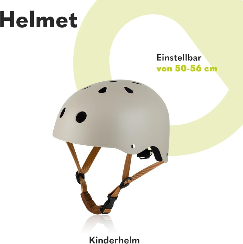 LIONELO Gyerek Sisak 50-56 cm Állítható Fejvédelem Lányoknak Fiúknak - beige