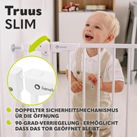 Lionelo Truus Slim biztonsági kapu 75-105 cm, automata zárás, dupla biztonság, nyitható mindkét oldalon - White 6